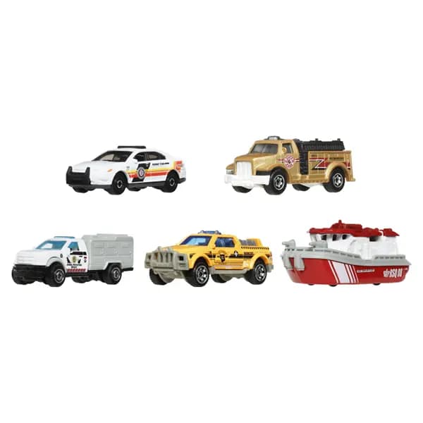 بسته پنج‌عددی ماشین فلزی Matchbox MBX Rescue IV کد JBX32 — تصویر ۲