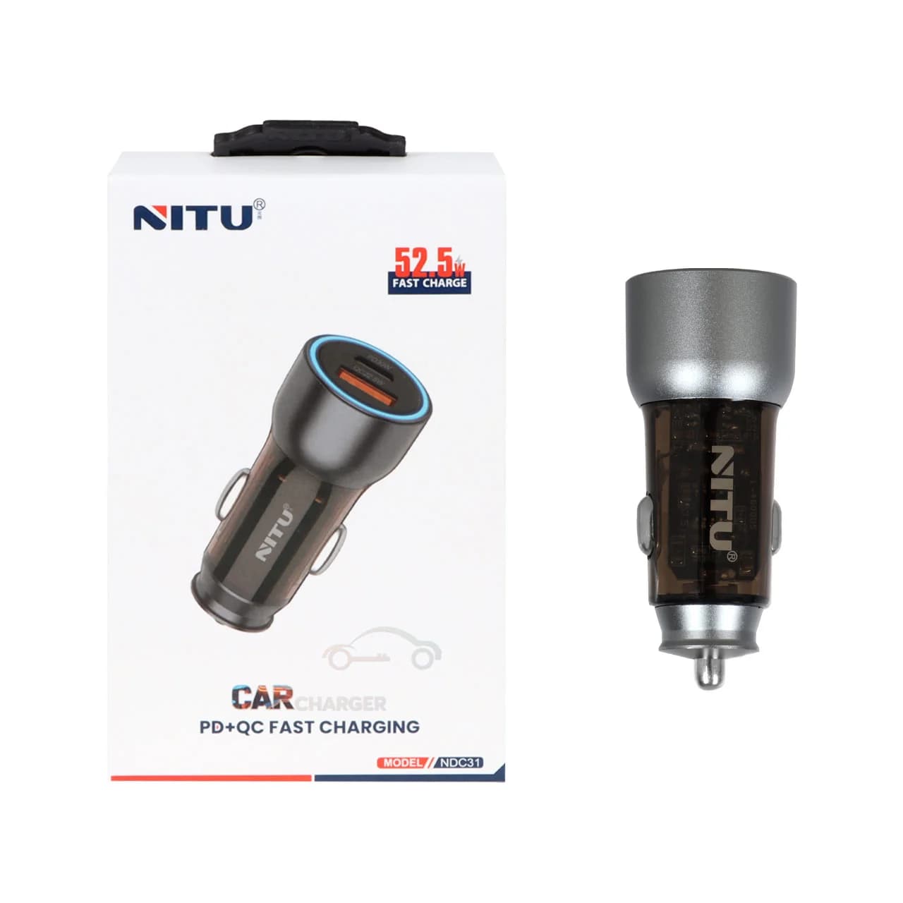 شارژر فندکی فست و PD دو پورت NITU مدل NDC31 52.5W – مشکی (گارانتی 18 ماه تعویض نیکان همراه)
