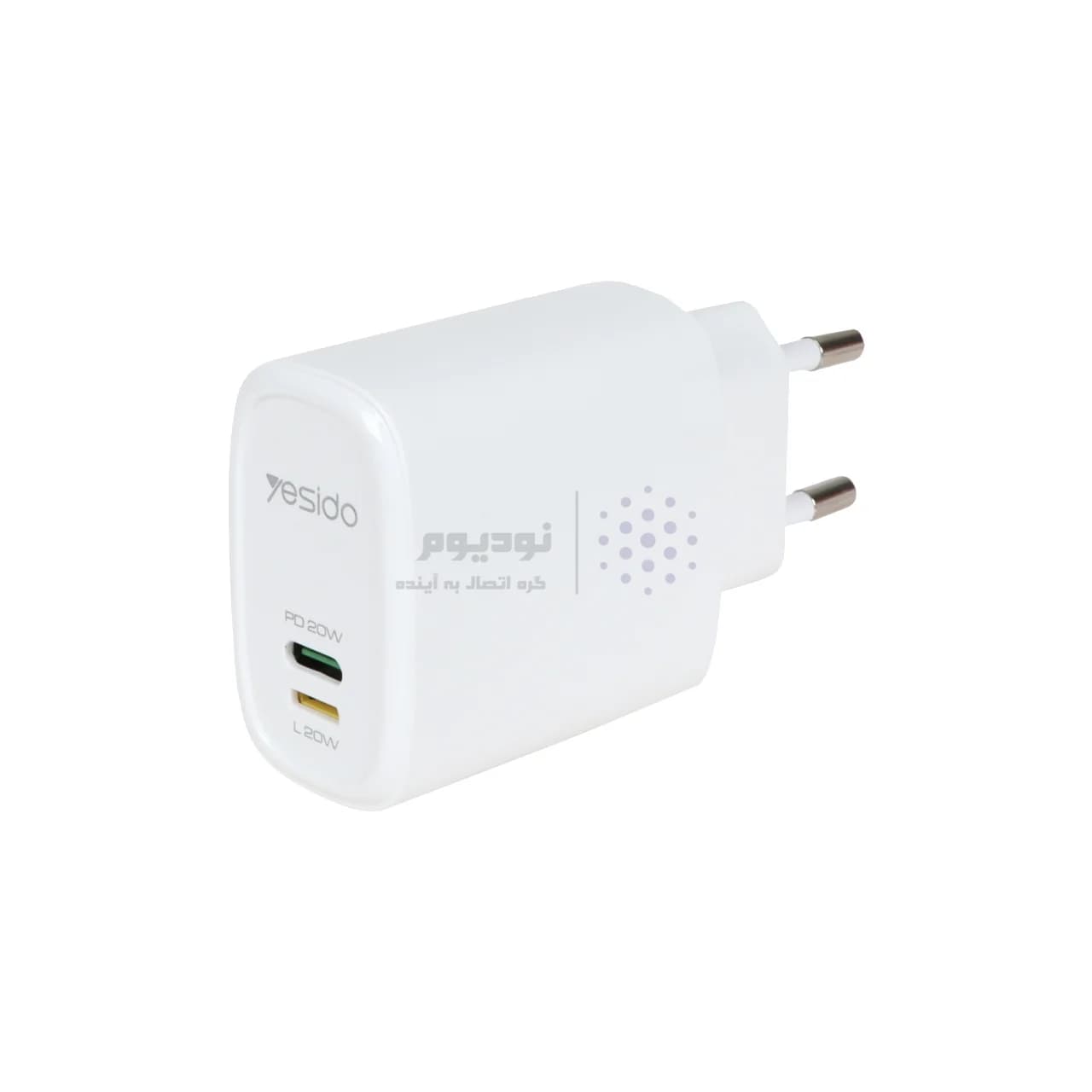 شارژر دیواری فست و PD دو پورت Yesido مدل YC44 20W به همراه کابل شارژ Type-C To Lightning – سفید (گارانتی 18 ماه تعویض نیکان همراه) — تصویر ۲