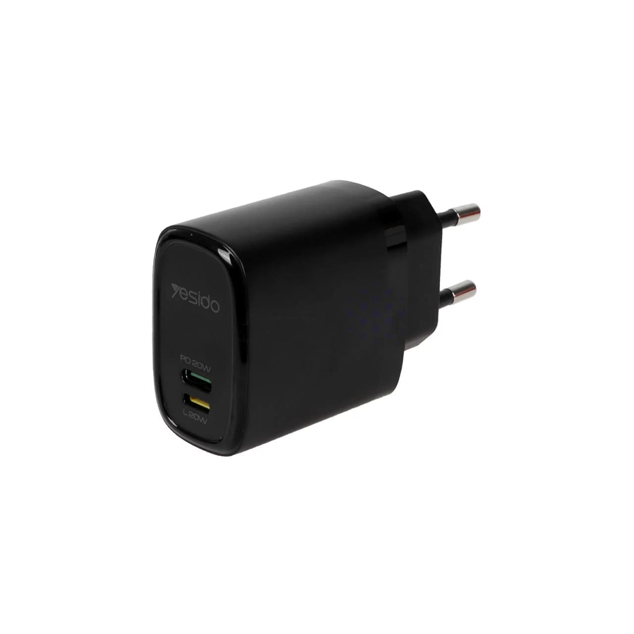شارژر دیواری فست و PD دو پورت Yesido مدل YC44 20W به همراه کابل شارژ Type-C To Lightning – مشکی (گارانتی 18 ماه تعویض نیکان همراه) — تصویر ۲