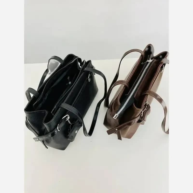 کیف زنانه جادار جنس شرانگ رنگ کرم نسکافه ای شکلاتی مشکی سایز 30 در 20 — تصویر ۲