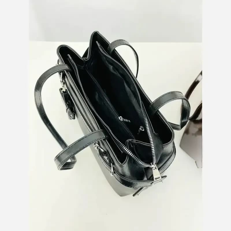 کیف زنانه جادار جنس شرانگ رنگ کرم نسکافه ای شکلاتی مشکی سایز 30 در 20 — تصویر ۷
