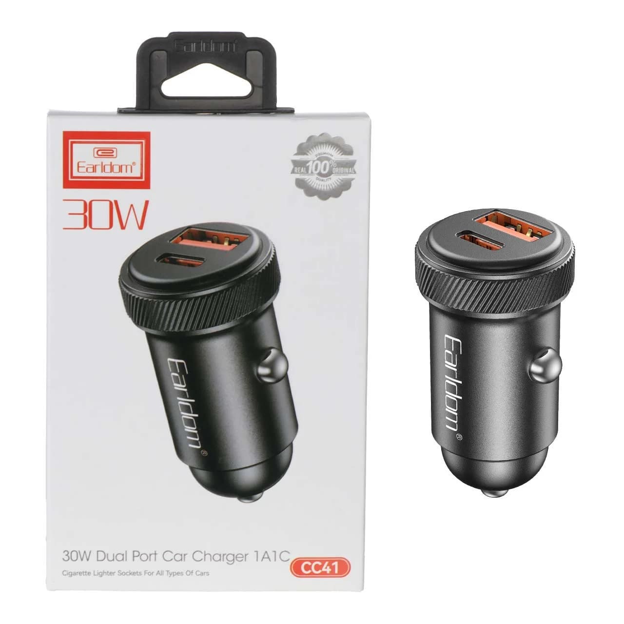 شارژر فندکی PD و فست دو پورت Earldom مدل CC41 30W – مشکی