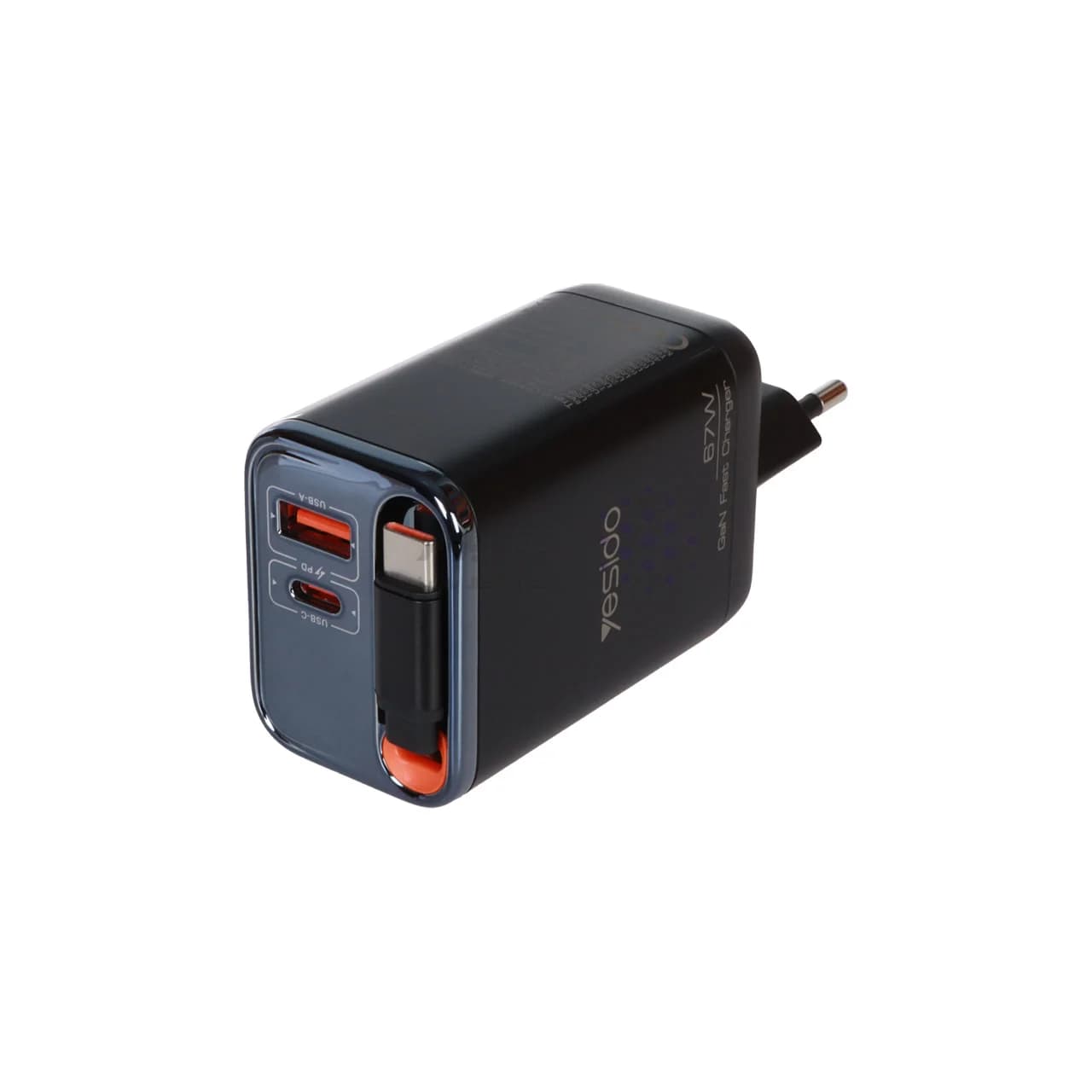 شارژر دیواری PD و فست سه پورت Yesido مدل YC100 67W – مشکی (گارانتی 18 ماه تعویض نیکان همراه) — تصویر ۳