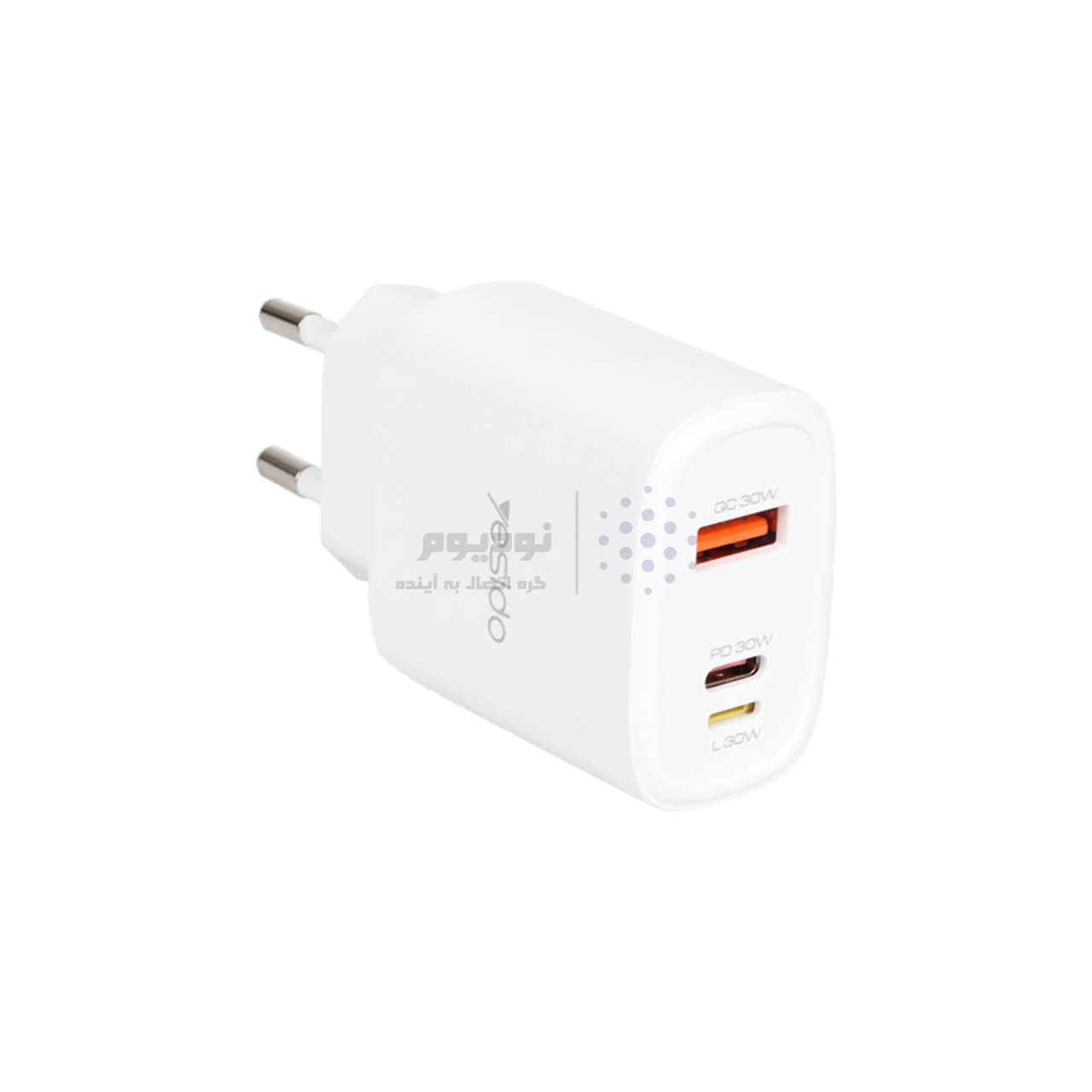 شارژر دیواری فست و PD سه پورت Yesido مدل YC52 30W به همراه کابل شارژ Type-C To Lightning – سفید (گارانتی 18 ماه تعویض نیکان همراه) — تصویر ۲