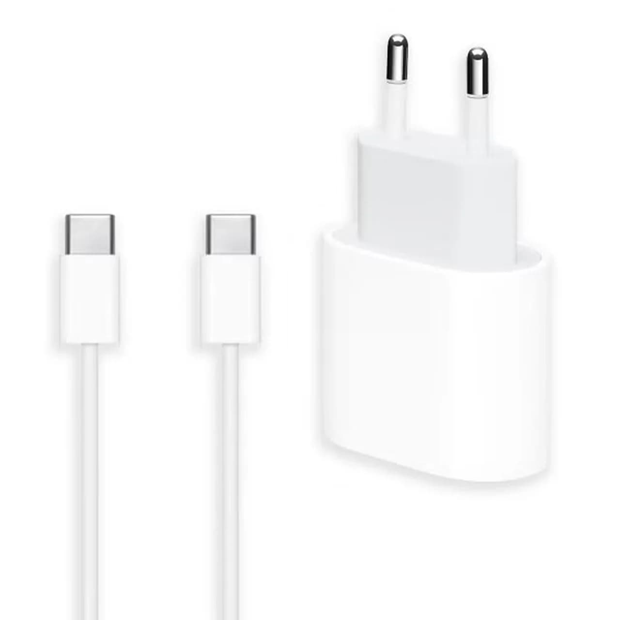 شارژر دیواری دوپین فست تک پورت اپل مدل A2347 iphone 16 Pro Max به همراه کابل شارژ Type-C To Type-C – سفید (گارانتی پارتیان پایا)