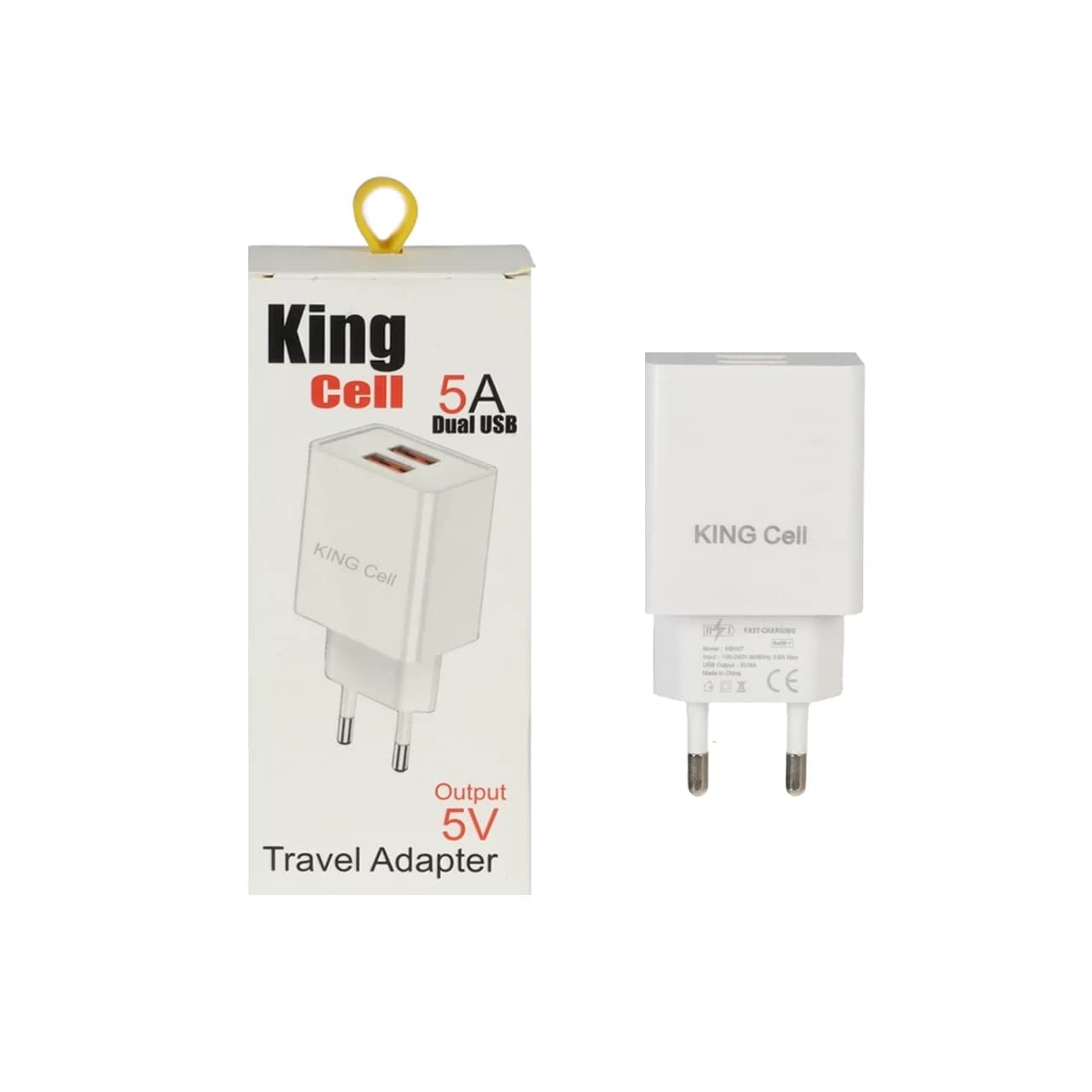شارژر دیواری فست دو پورت King Cell مدل MB007 – سفید – ASP (گارانتی شش ماهه آروین)