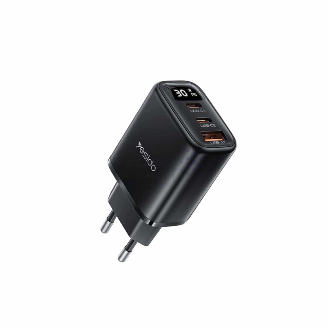 شارژر دیواری PD و فست سه پورت 30 وات Yesido مدل YC69 30W – مشکی (گارانتی 18 ماه تعویض نیکان همراه) — تصویر ۳