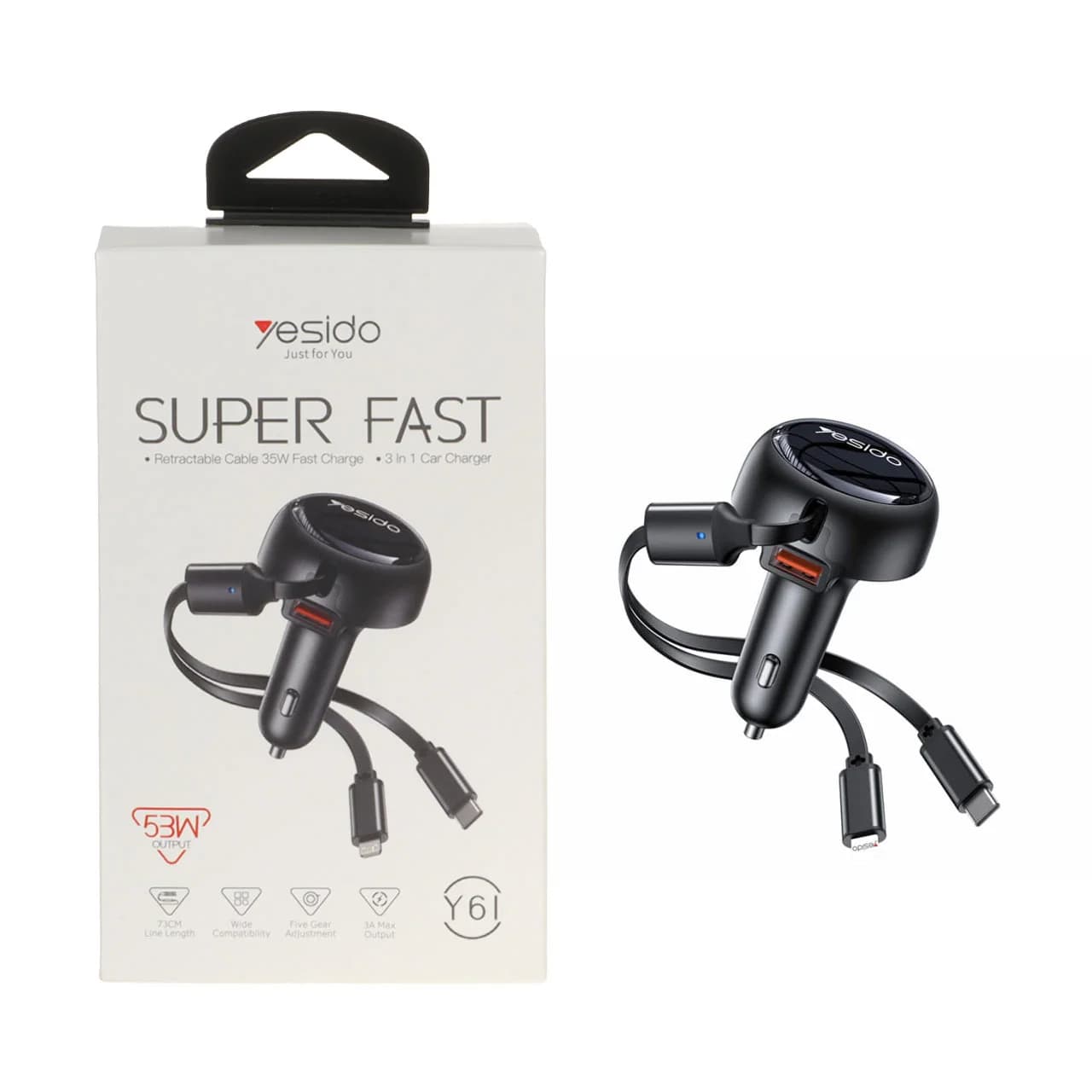 شارژر فندکی PD و فست سه پورت Yesido مدل Y61 53W – مشکی (گارانتی 18 ماه تعویض نیکان همراه)