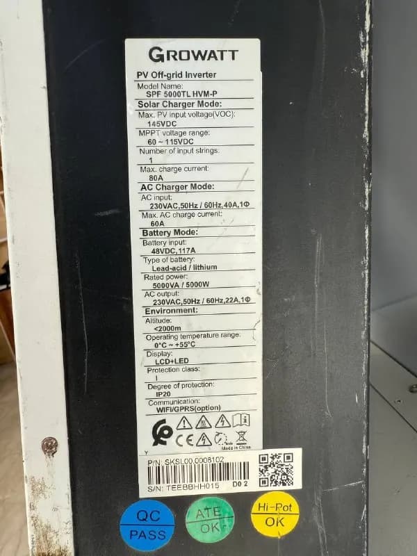 سانورتر کار کرده 5kw growatt مدل HTL — تصویر ۳