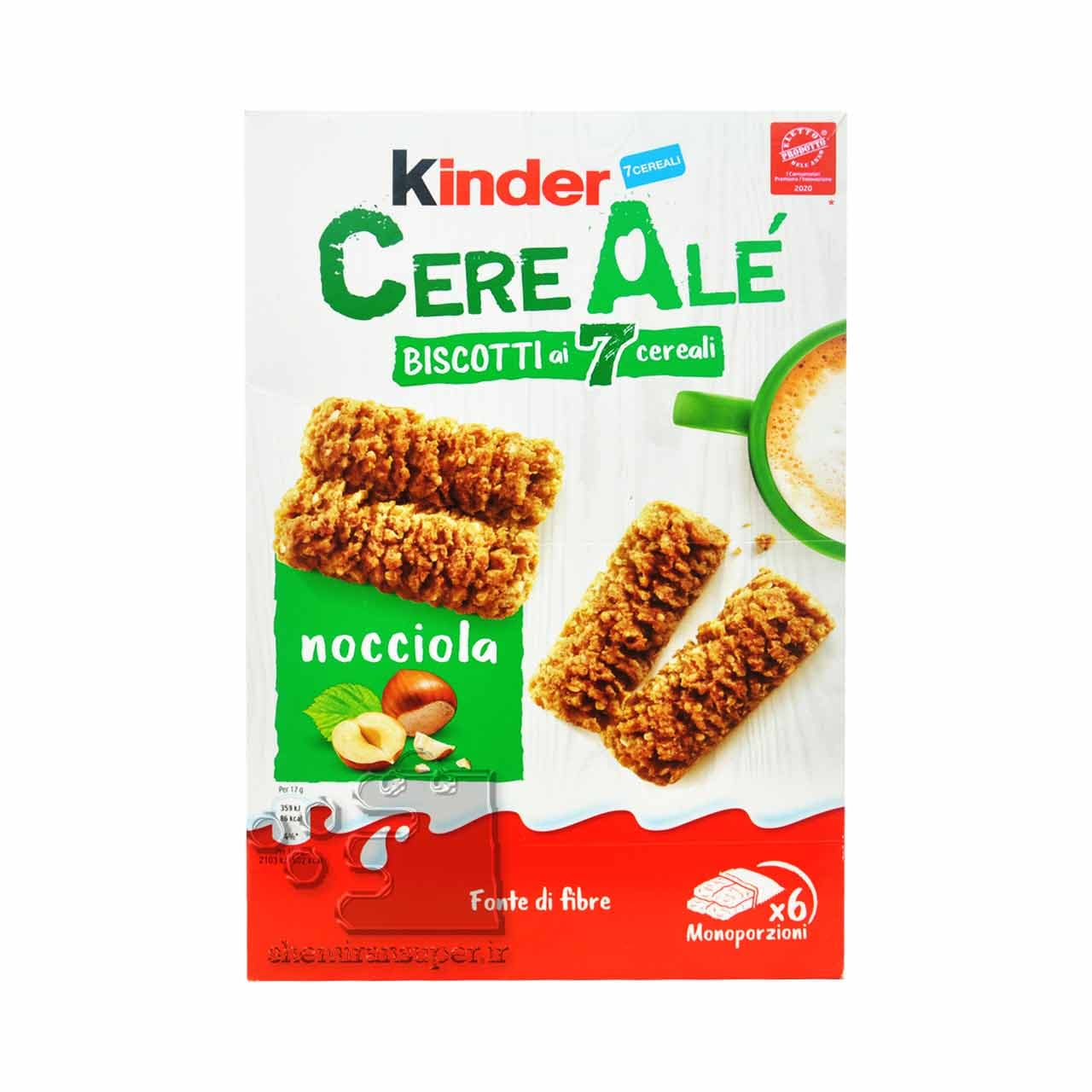 سیریال بار ( بیسکاتی ) هفت غله با فندق ۶ جفت کیندر – kinder