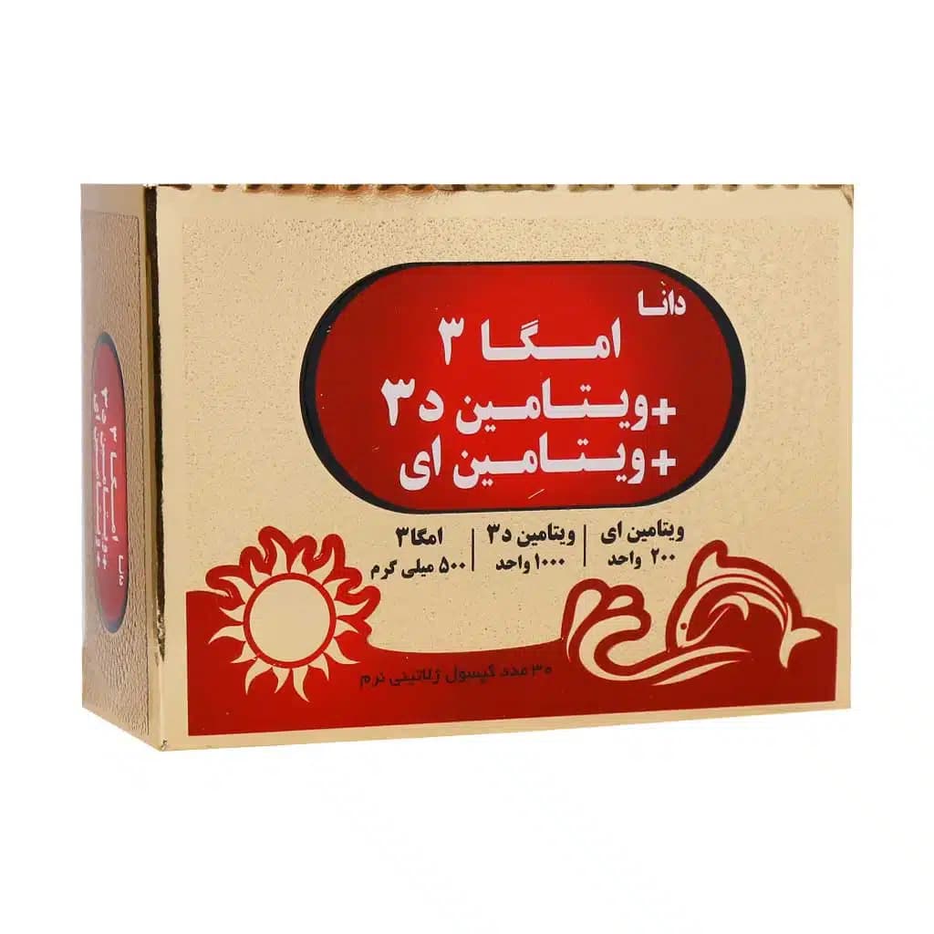 سافت ژل امگا 3 500 میلی گرم پلاس ویتامین D3 و ویتامین E دانا 30 عدد