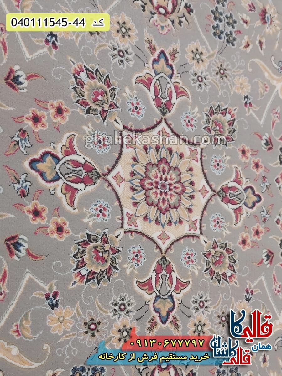 فرش 1500 شانه طرح گل افشان زمینه فیلی کاشان — تصویر ۵