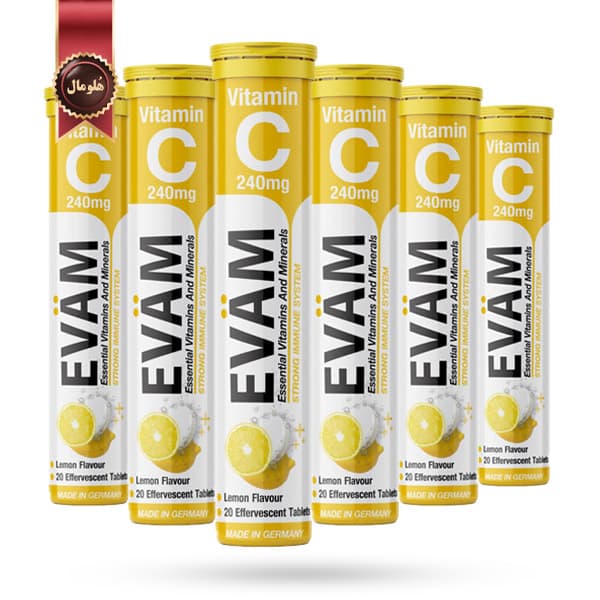 6 بسته قرص جوشان ایوام evam مدل ویتامین سی Vitamin C وزن 240 میلی گرم (اورجینال)