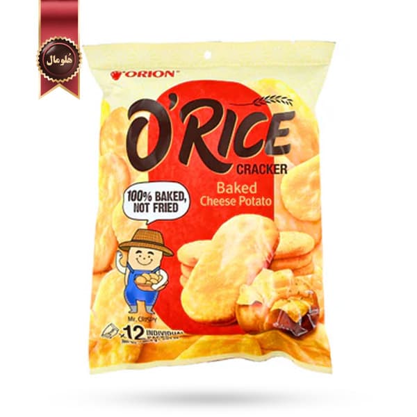 کراکر طبیعی اوریس اورین ORION O’rice طعم سیب زمینی پنیری cheese potato پک 12 تایی (اورجینال)