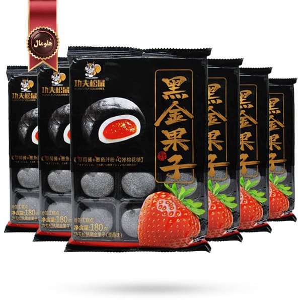 6 بسته موچی سیاه ژاپنی با فیلینگ ژله ای توت فرنگی وزن 180 گرم (اورجینال)