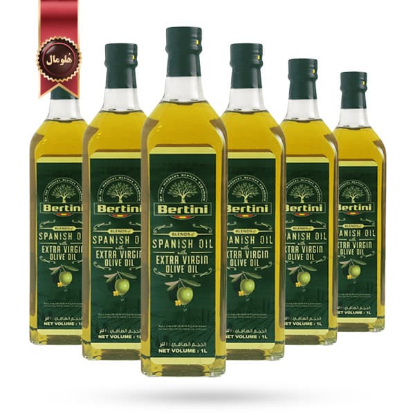 6 عدد روغن زیتون فوق بکر برتینی Bertini EXTRA VIRGIN OLIVE OIL حجم یک لیتر (اورجینال)