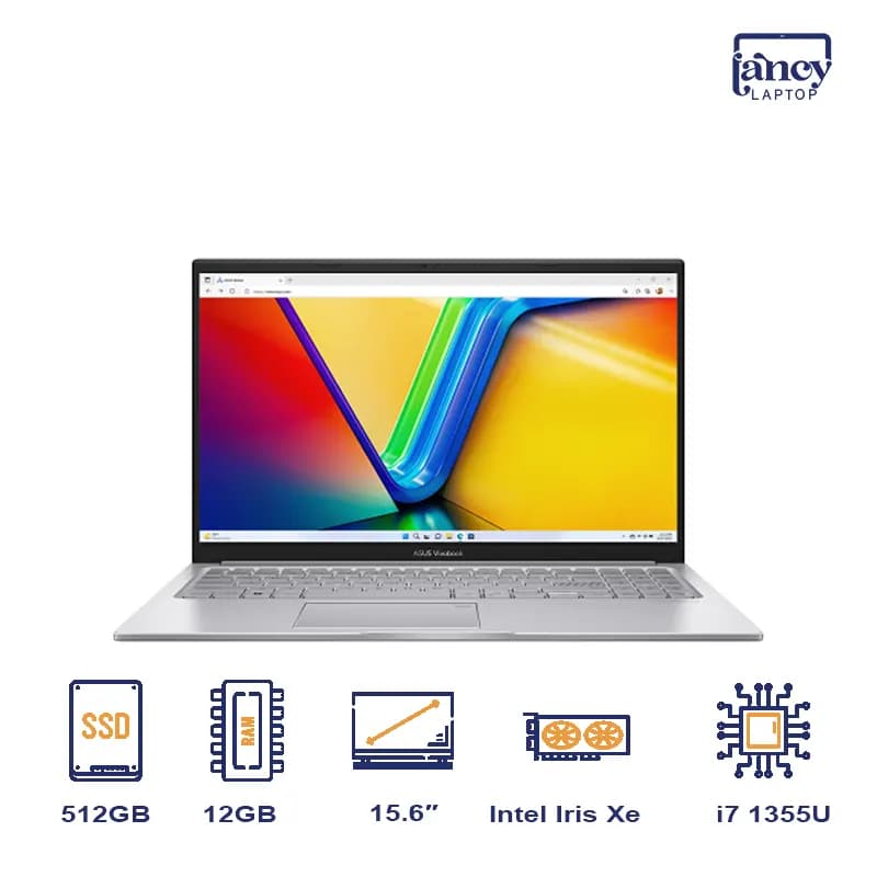 لپ تاپ استوک 15.6 اینچی ایسوس VivoBook 15 F1504V Core i7-1355U 12GB DDR4 512GB SSD Intel Iris Xe FHD IPS