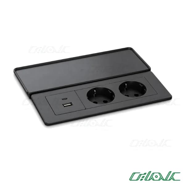 پریز توکار رومیزی دو خانه با USB سری TORINO ملونی مدل 10172