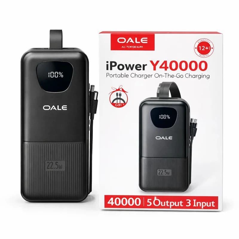 پاوربانک 40 هزار میلیآمپر OALE iPower Y40000 با شارژ سریع ۲۲.۵ وات — تصویر ۳