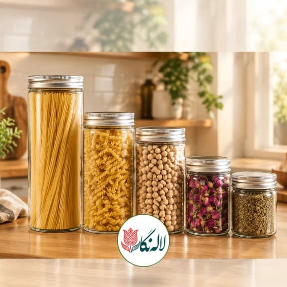 بانکه حبوبات شیشه‌ای در 5 سایز مختلف