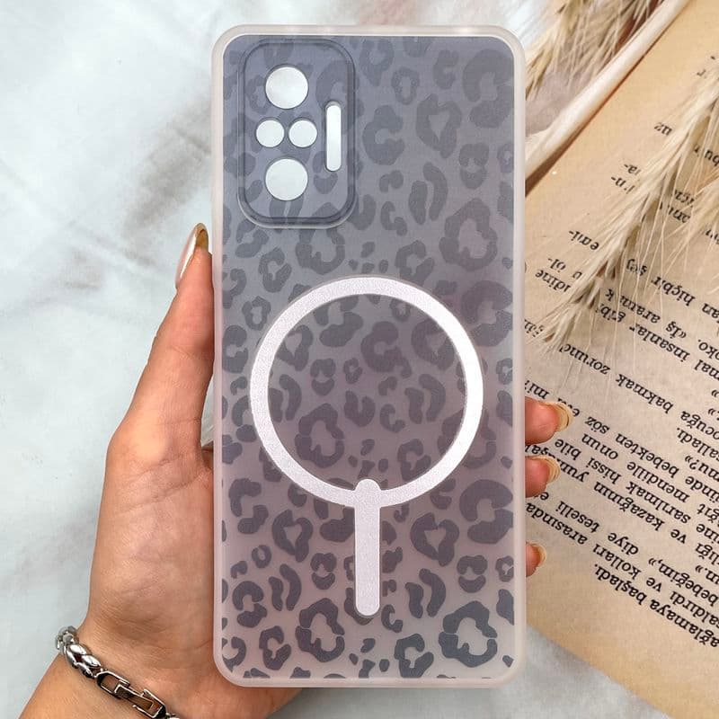 قاب گوشی Redmi Note 10 Pro 4G / Redmi Note 10 Pro Max شیائومی سیلیکونی طرح مگ سیف Magsafe محافیظ لنز دار پلنگی خاکستری کد 534816