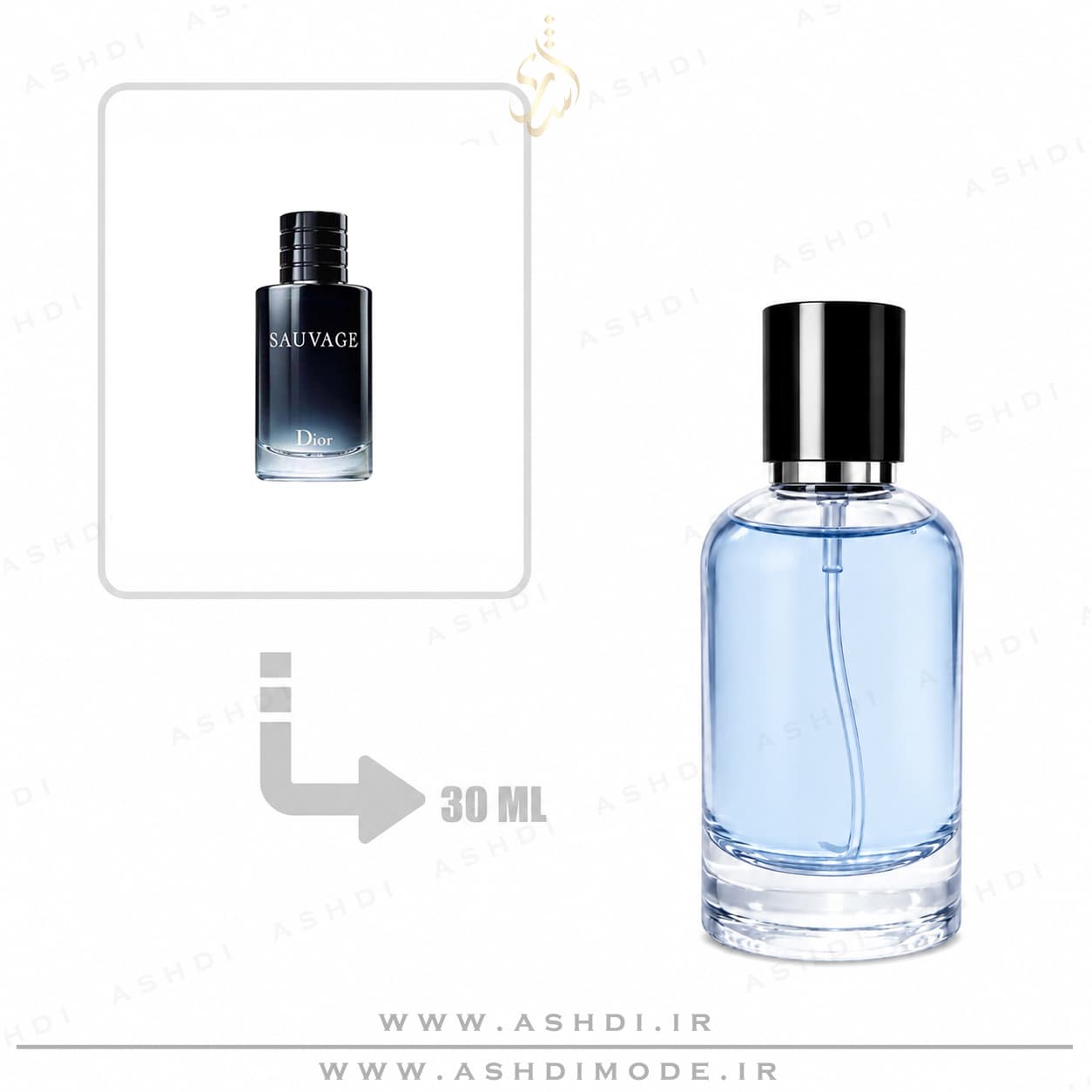 عطر ادکلن دیور ساواج مردانه ۳۰ میل اکسترا پرفیوم اشدی ASHDI Extra Parfum | Dior Sauvage Inspired 30ml