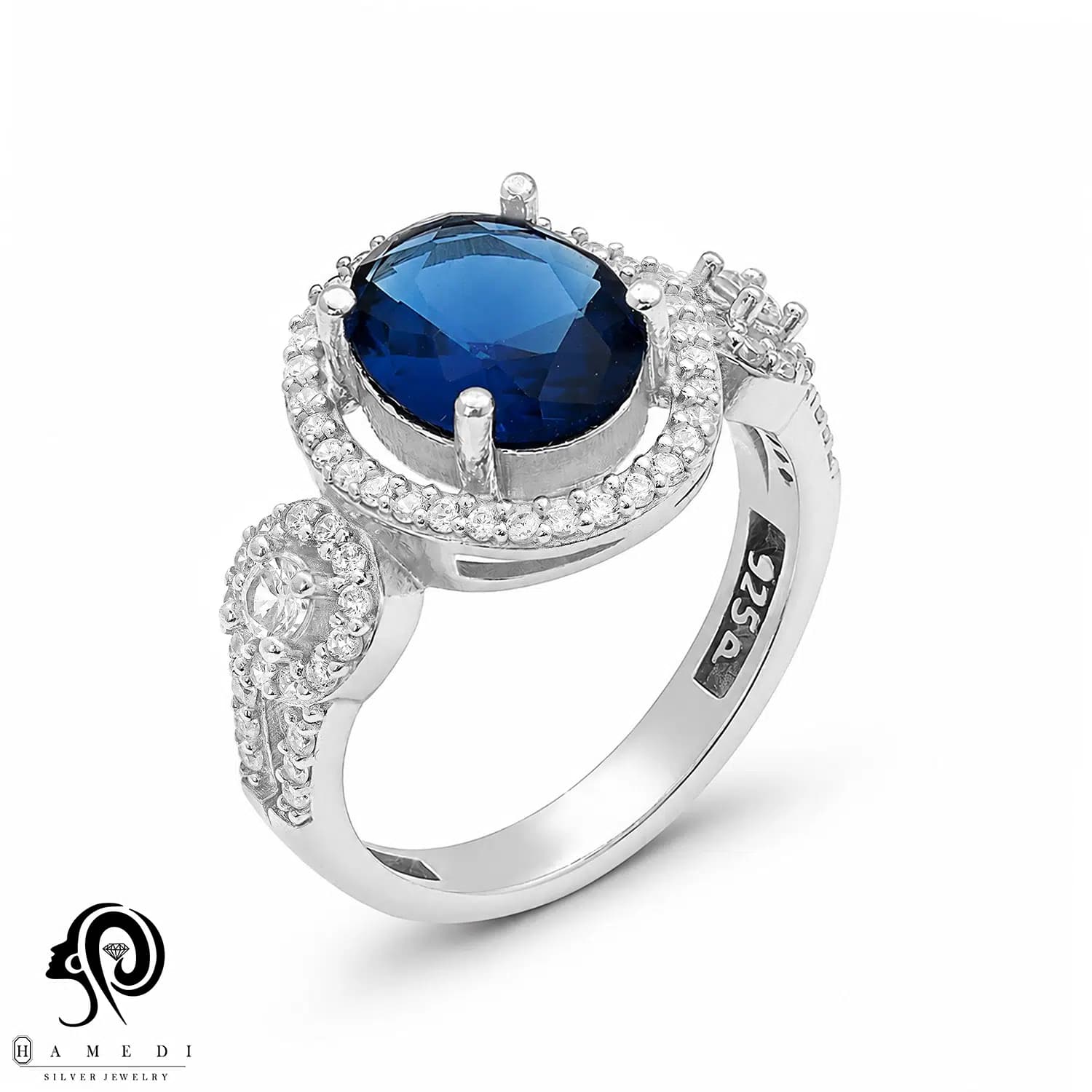 انگشتر نقره زنانه نگین رنگی مدل RI R236
