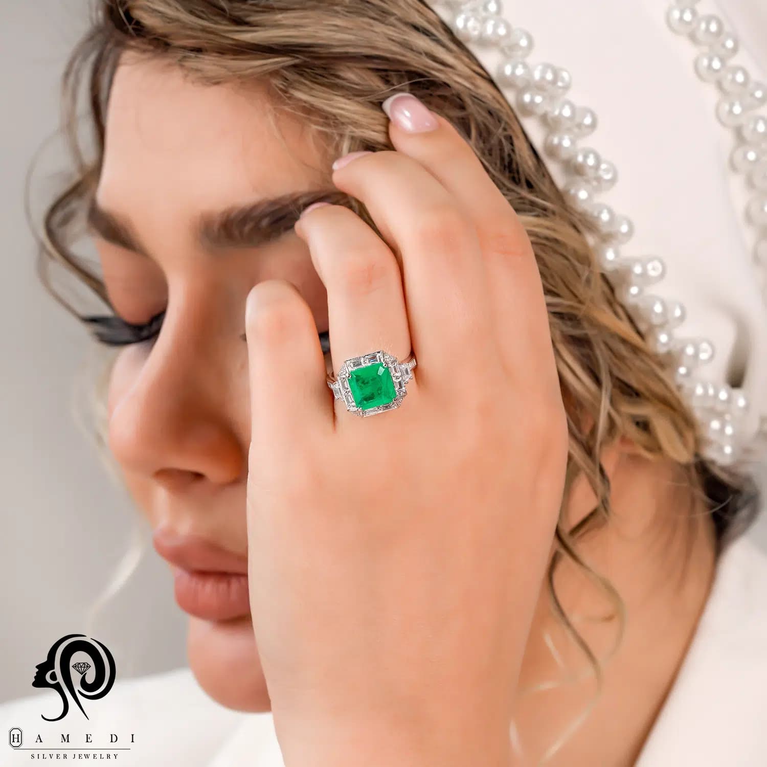 انگشتر نقره زنانه مجلسی دابلت مدل RE R84 — تصویر ۳