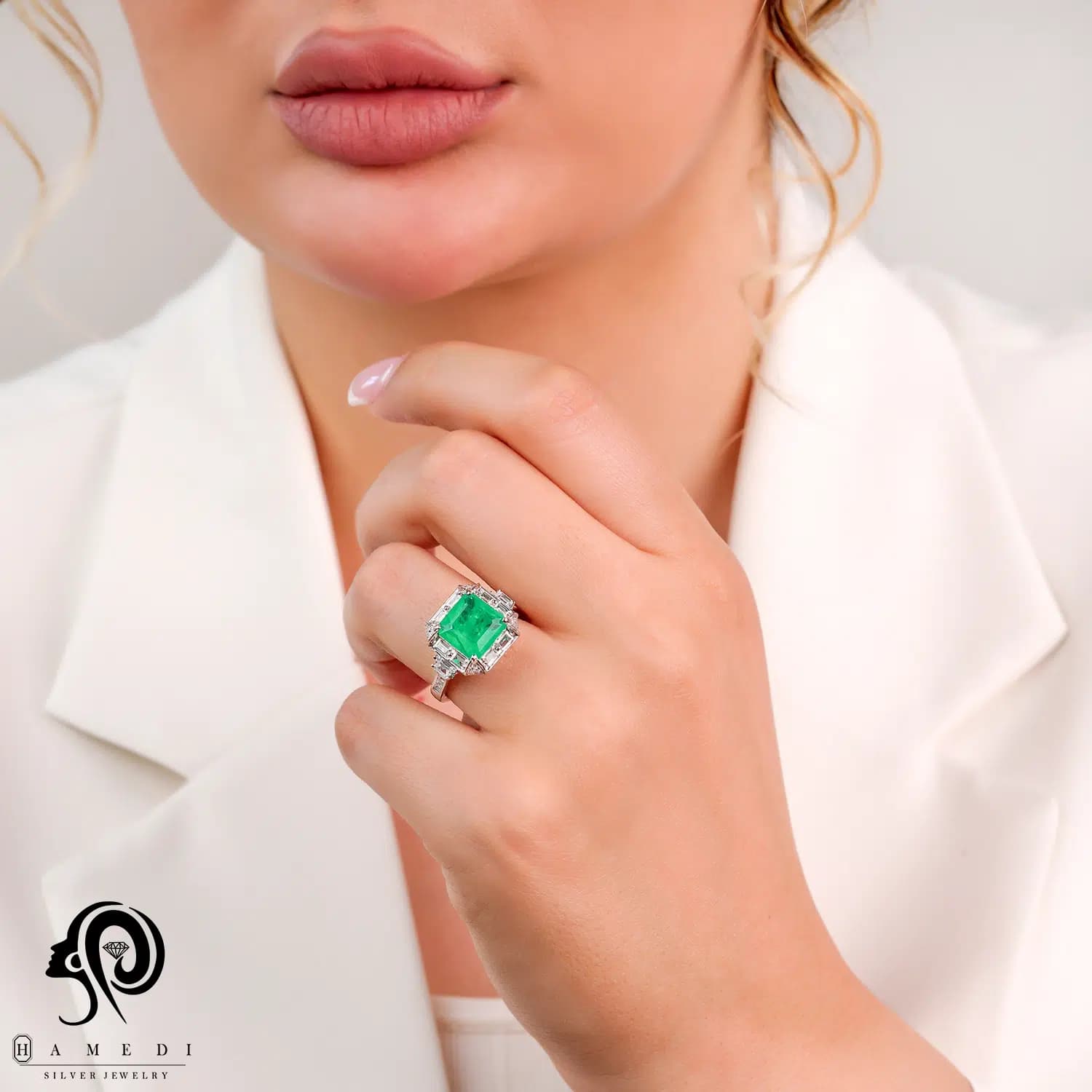 انگشتر نقره زنانه مجلسی دابلت مدل RE R84 — تصویر ۲