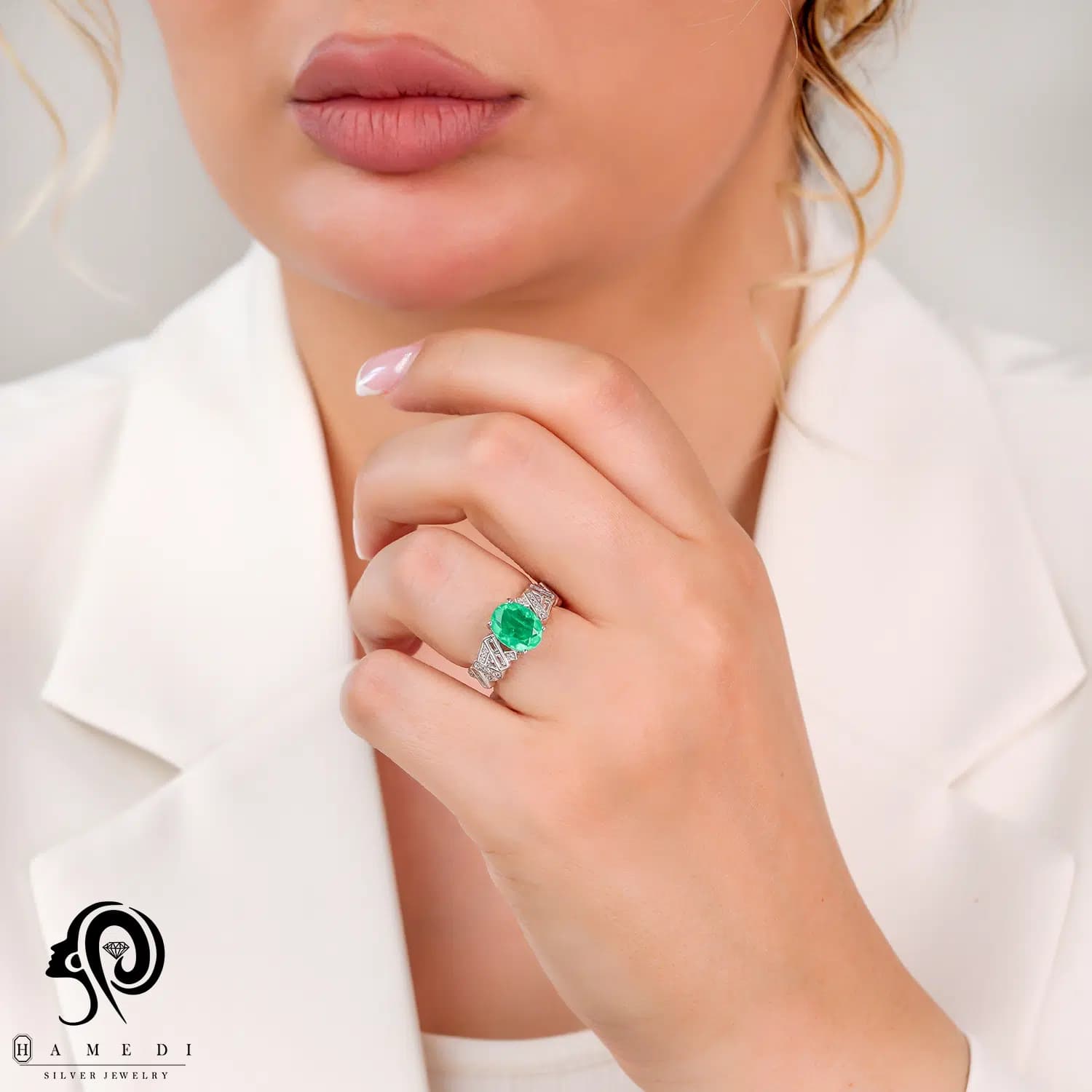 انگشتر نقره زنانه مجلسی دابلت مدل RE R85 — تصویر ۲
