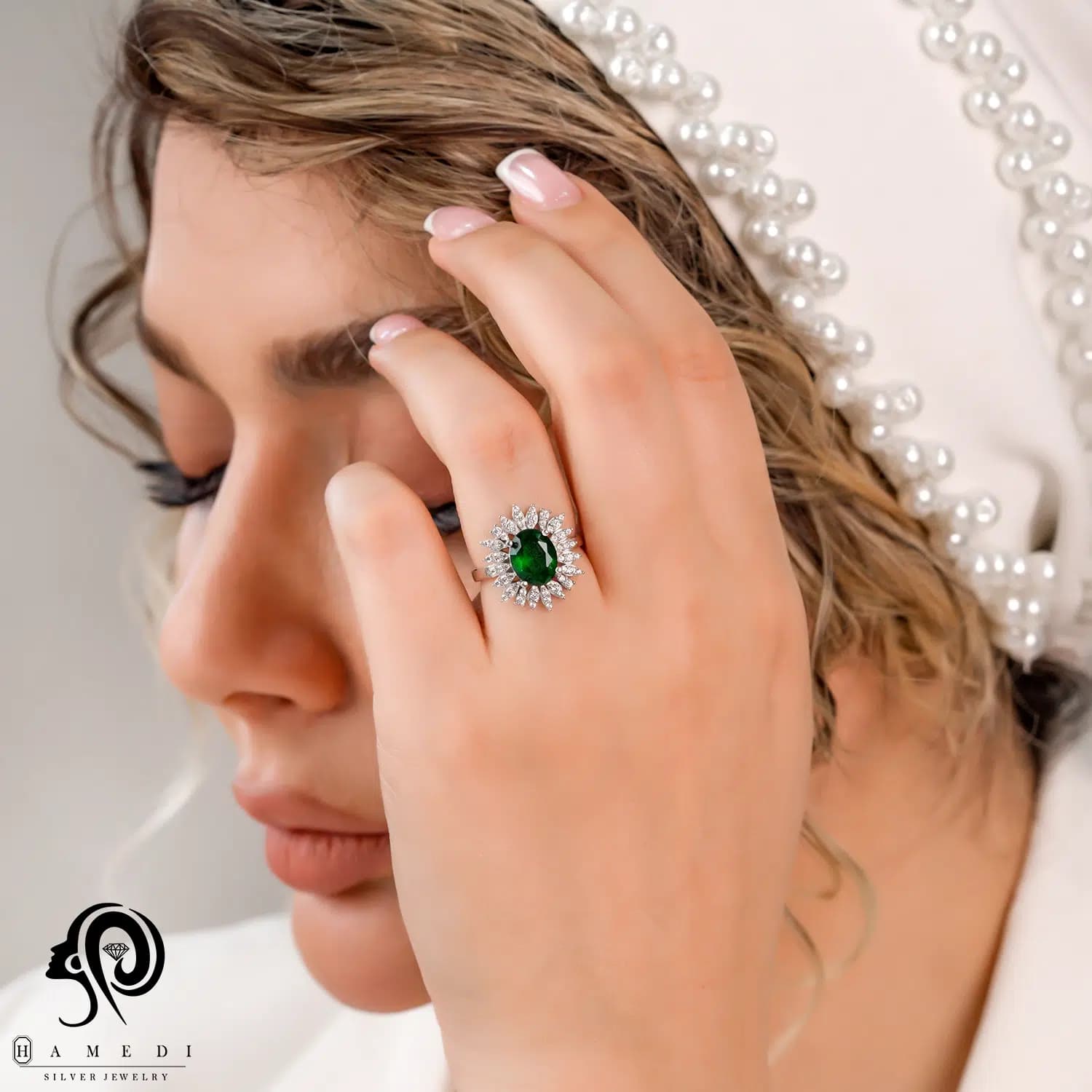 انگشتر نقره زنانه نگین رنگی مدل RI R234 — تصویر ۳