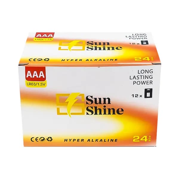 باتری نیم قلمی هایپر آلکالاین SunShine مدل LR03 بسته 2 عددی — تصویر ۲