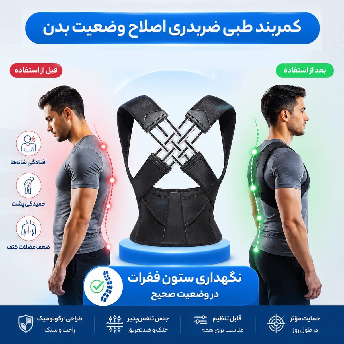 پکیج قوزبند طبی ضربدری زانوبند طبی ( تک عددی ) مدل K-sport — تصویر ۴