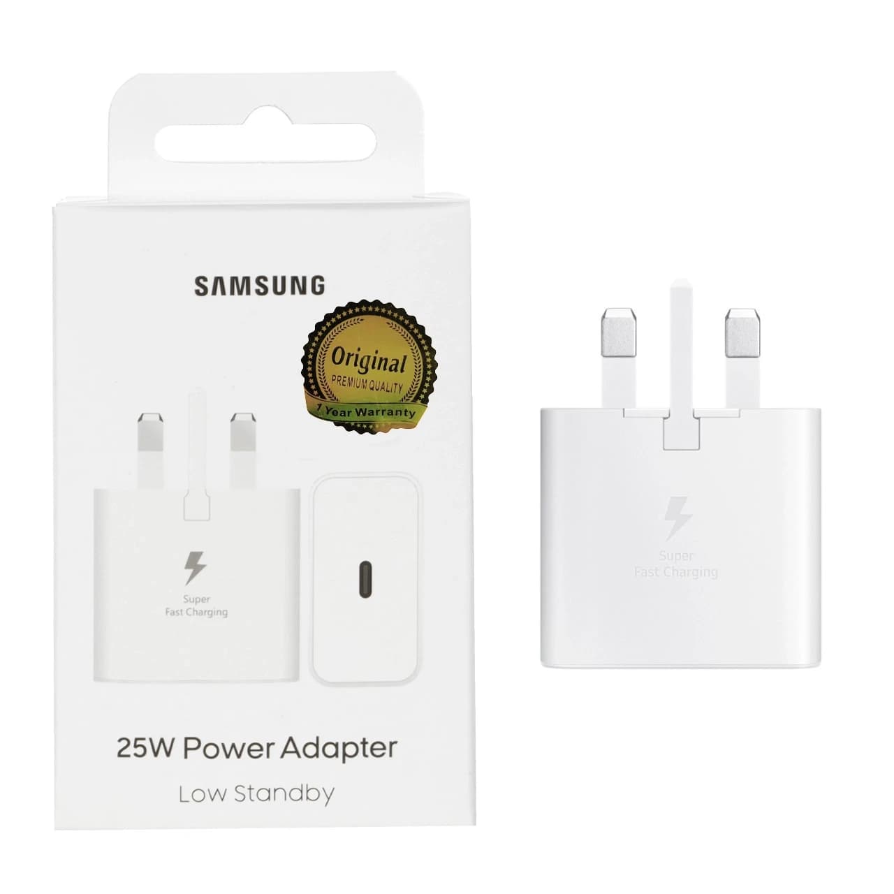 شارژر دیواری سه پین PD و فست تک پورت 25W Samsung مدل EP-T2510 Low Standby – سفید – MMS (گارانتی 6 ماهه YA)
