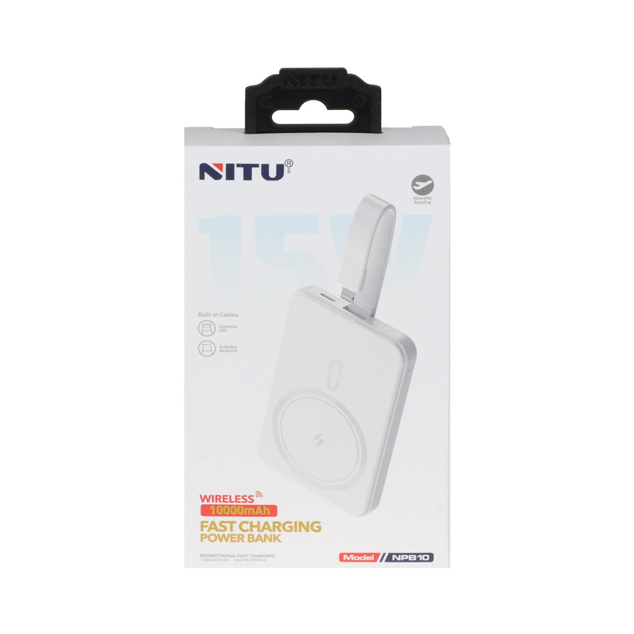 پاوربانک وایرلس فست شارژ 20W Nitu 10000mAh مدل NPB10 – سفید (گارانتی 6 ماه تعویض نیکان همراه) — تصویر ۲