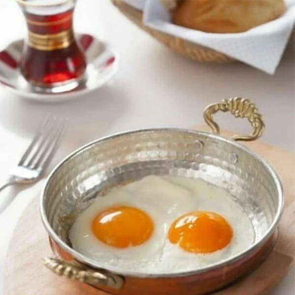 ماهیتابه مسی دسته برنجی ( سایز متوسط ) — تصویر ۶