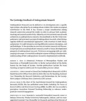 دانلود کتاب The Cambridge Handbook of Undergraduate Research – کتاب راهنمای تحقیقات کارشناسی کمبریج