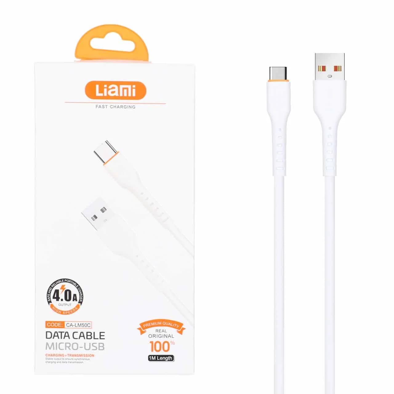 کابل شارژ فست Liami Type-C مدل CA-LM50C – سفید (گارانتی شش ماهه شرکتی) — تصویر ۳