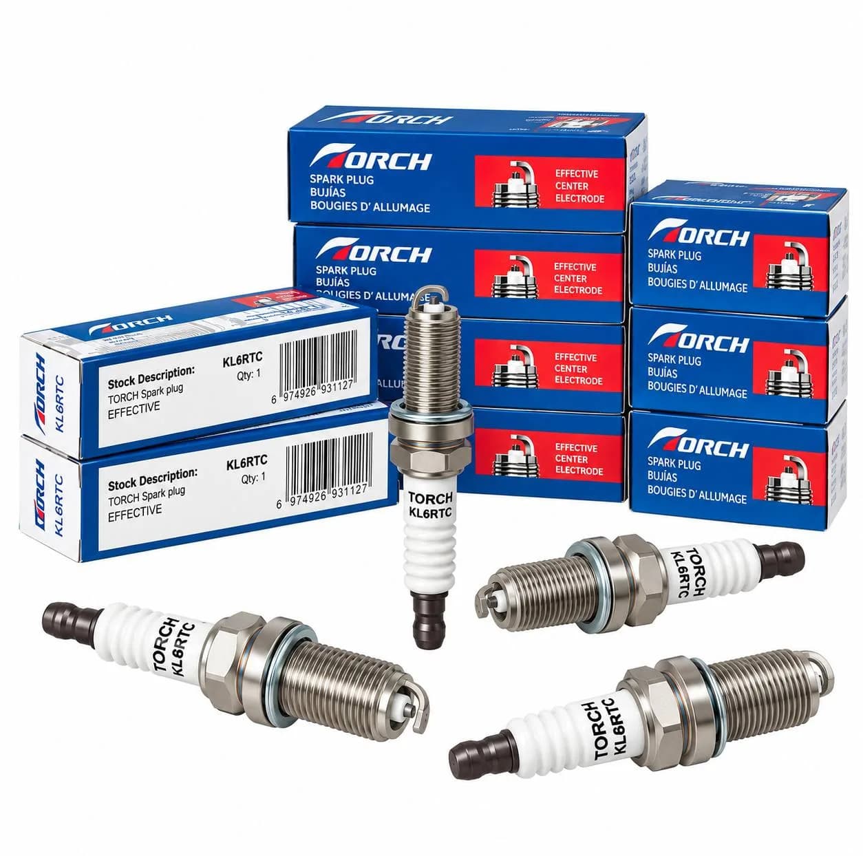 شمع خودرو تورچ کد KL6RTC پایه بلند بسته 4 عددی مناسب برای پژو 206 تیپ 5 و 6 — تصویر ۲