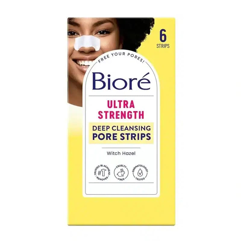 پک 6 عددی پچ ضد جوش سرسیاه قوی بینی بیوره Biore مدل Ultra Strength Deep Cleansing Pore Strips