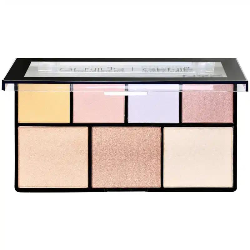پالت هایلایتر 7 رنگ نیکس NYX مدل Strobe of Genius Highlighter Palette کد 01 — تصویر ۲