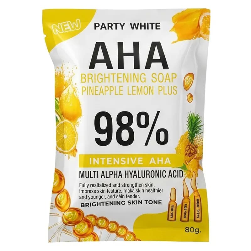 صابون روشن کننده و لایه بردار AHA 98% پارتی وایت مدل آناناس و لیمو