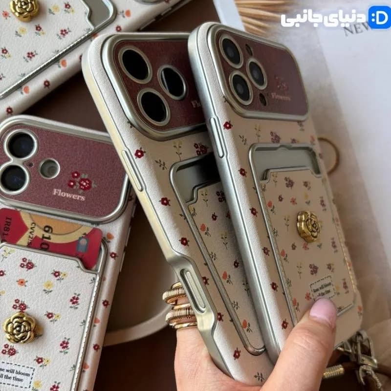 کاور آیفون جاکارتی دار طرح رز چرمی کد D1064 | دنیای جانبی — تصویر ۲
