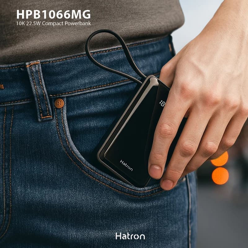 پاوربانک 22.5 وات هترون مدل HPB1066MG ظرفیت 10000 — تصویر ۳