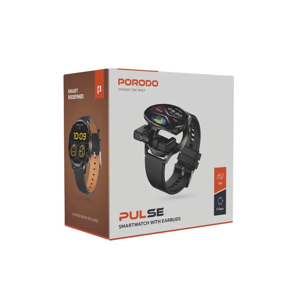 ساعت هوشمند دارای هندزفری بلوتوثی پرودو Porodo Pulse Smartwatch With Earbuds‏ — تصویر ۲