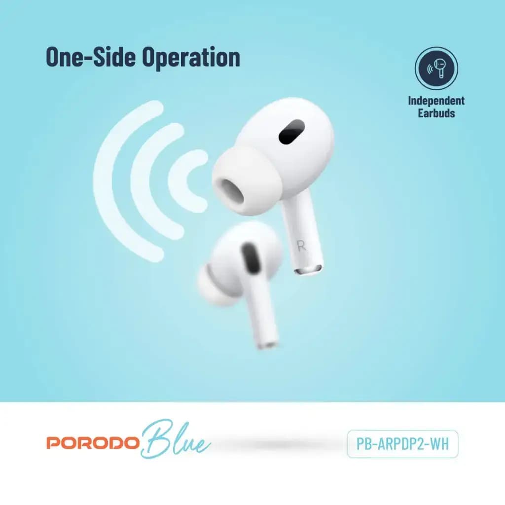 هندزفری بلوتوثی پرودو مدل Porodo Blue Deep Bass Wireless Earbuds Pro 2 with Swipe Volume — تصویر ۴