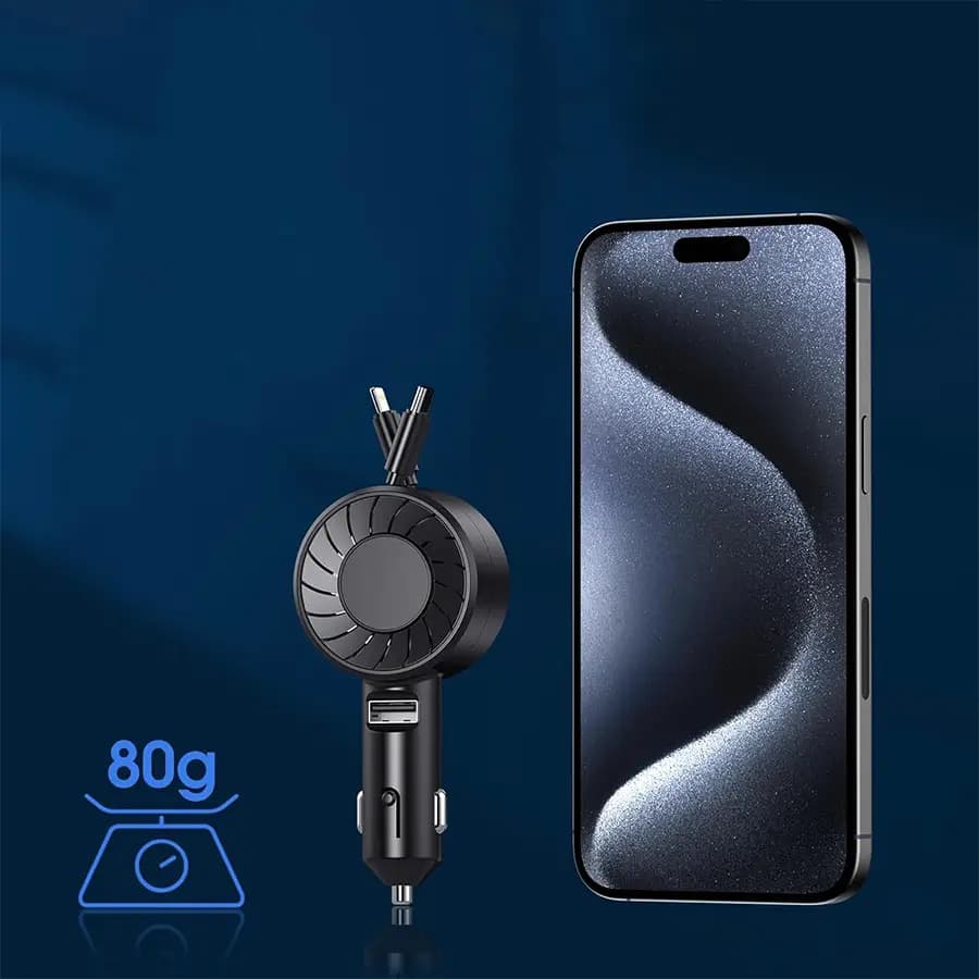 شارژر فندکی 50 وات فست شارژ گرین لاین Green Lion Telescopic 50W Car Charger GNTECC50WBK — تصویر ۲