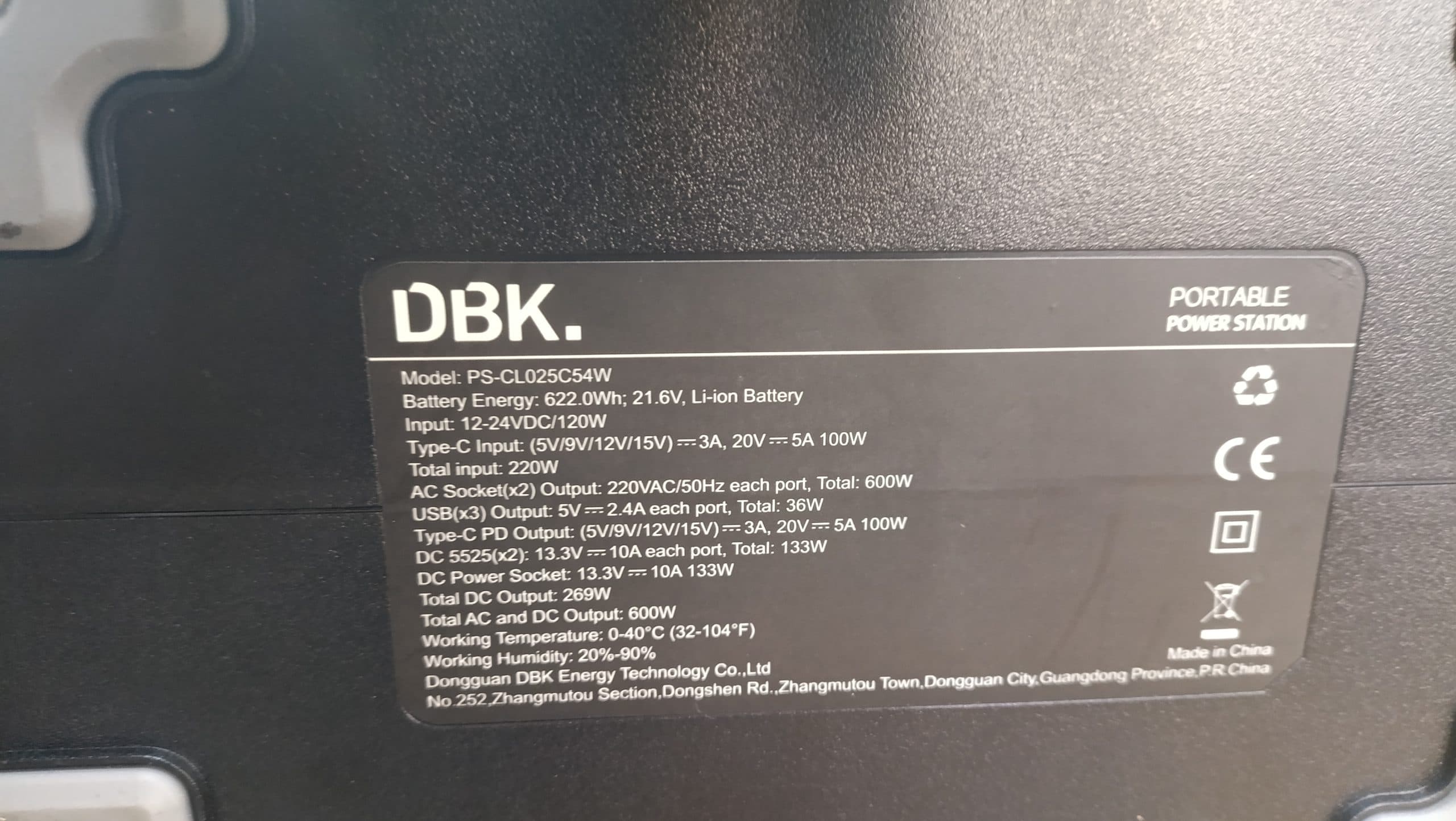 پاور استیشن 600 وات DBK مدل PS-CLO25C54W ظرفیت 622Wh درجه یک — تصویر ۲