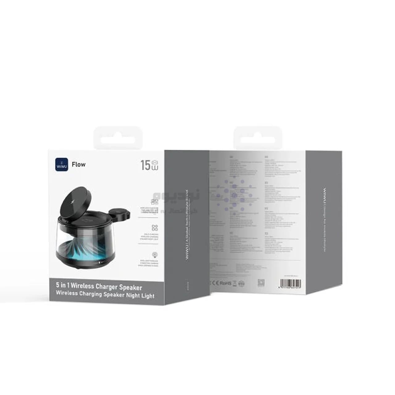 اسپیکر و شارژر وایرلس پنج کاره Wiwu مدل Flow wi-w039 – مشکی (گارانتی شش ماهه شرکتی) — تصویر ۶